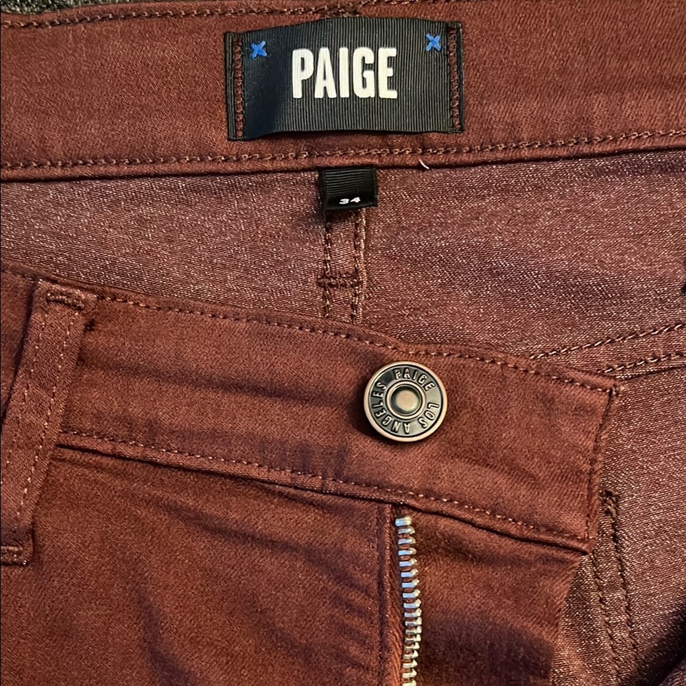 PAIGE Deep Red Denim Pants